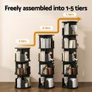 Artiss 5 Tiers Bookshelf Swivel Bookcase Display Shelves Stand Round Black