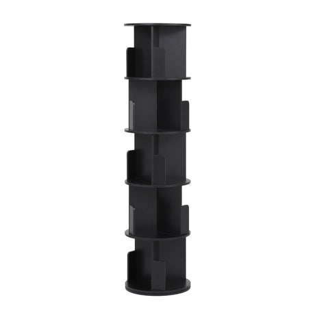 Artiss 5 Tiers Bookshelf Swivel Bookcase Display Shelves Stand Round Black