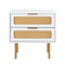 Artiss Rattan Bedside Table 2 Drawers Pine