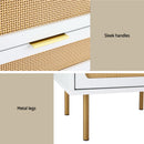 Artiss Rattan Bedside Table 2 Drawers Pine