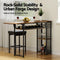 Artiss Industrial Bar Table with Wine Rack Built-in Cup Holder Extendable 140cm