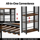 Artiss Industrial Bar Table with Wine Rack Built-in Cup Holder Extendable 140cm