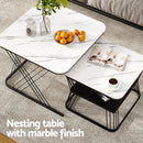 Artiss Nesting Coffee Table Set of 2 Marble Effect