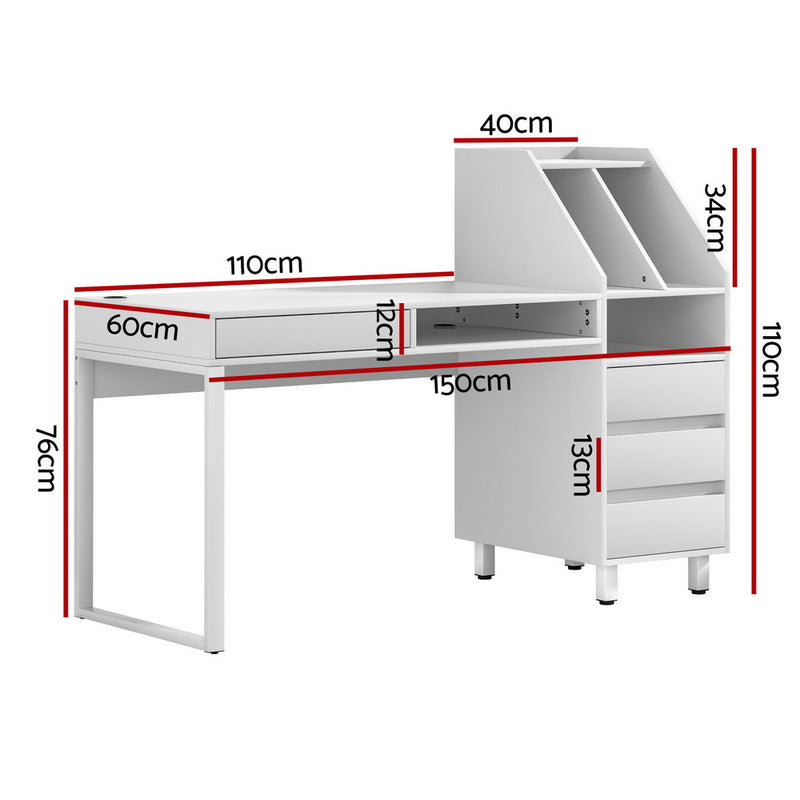 Artiss Computer Desk Office Study Desks Table Drawer Bookshelf