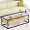 Artiss Coffee Table 2 Drawers Glass Tabletop Pine