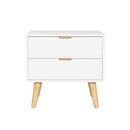 Artiss Bedside Table 2 Drawers - White