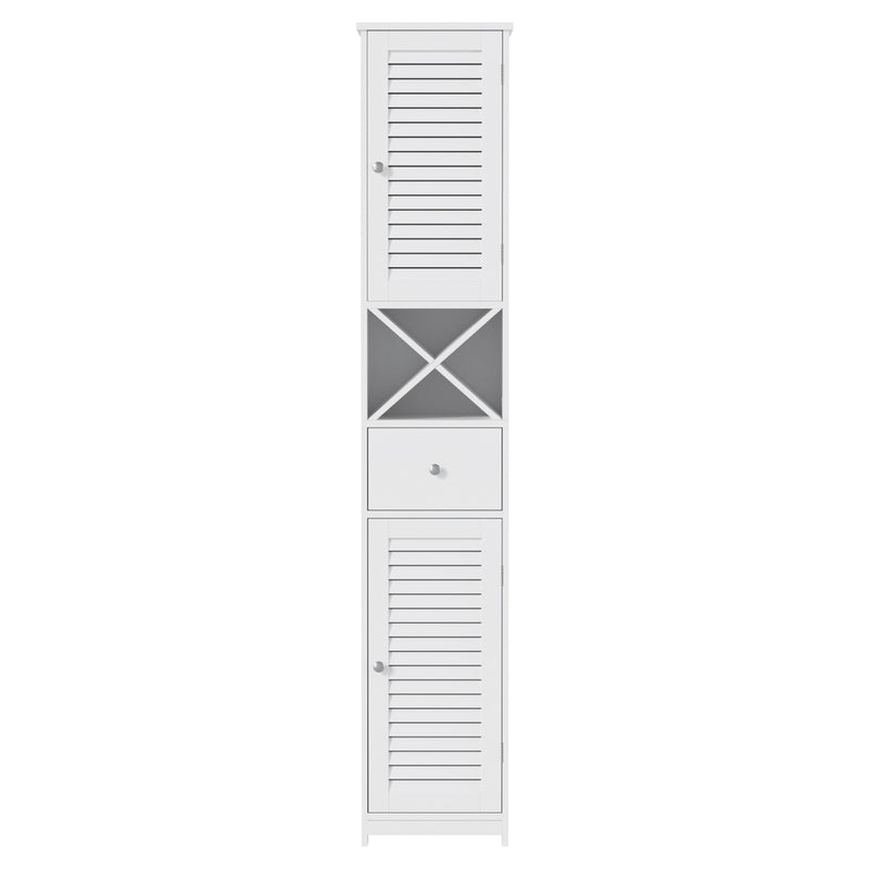 Artiss Bathroom Storage Cabinet 170cm Tall Slim Organiser Toilet Corner Adjustable Shelf Louver Door White