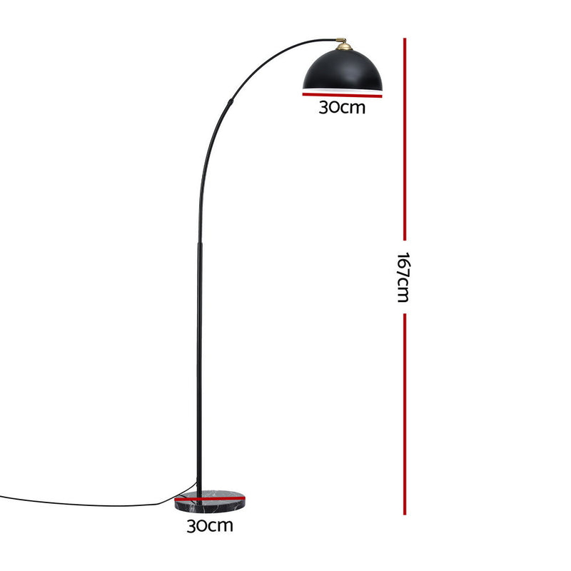 Artiss Modern Arched Floor Lamp Black Standing Heavy-Duty Marble Base for Living Room Bedroom