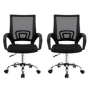 Artiss 2x Mesh Office Chair Mid Back Black