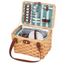 Alfresco 2 Person Picnic Basket Set Wooden Cooler Bag Plates Outdoor Insulated