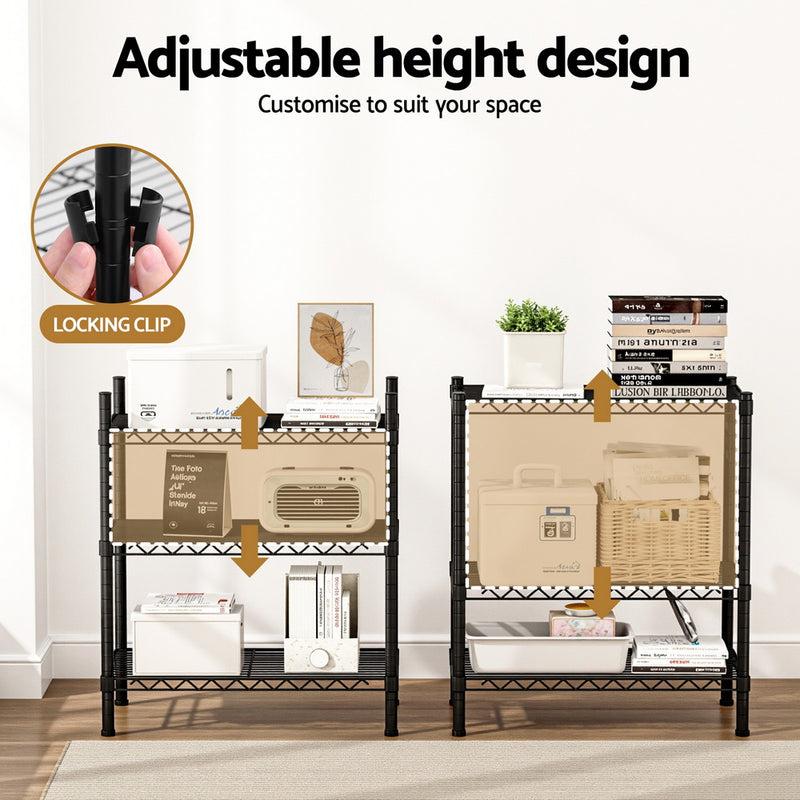 Artiss 3-Tier Shelving Unit Adjustable Garage Storage Shelves Kitchen Rack Steel