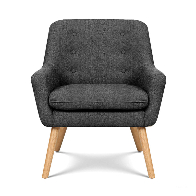 Artiss 2X Armchair Lounge Chair Accent Tub Chair Charcoal ANNE