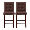 Artiss 2x Bar Stools Kitchen Dining Chairs Counter PU Leather Wooden Ada Brown