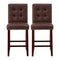 Artiss 2x Bar Stools Kitchen Dining Chairs Counter PU Leather Wooden Ada Brown