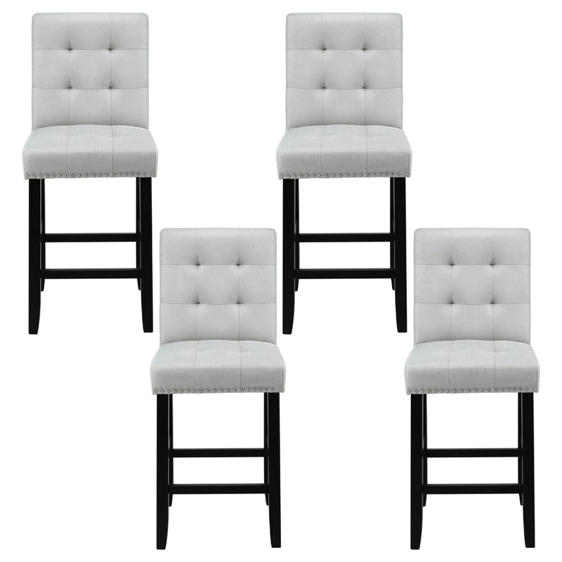 Artiss 4x Bar Stools Kitchen Dining Chairs Counter Fabric Stool Wooden Ada Grey