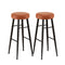 Artiss 2x Bar Stools Kitchen Dining Chairs Counter Round PU Leather Lane Brown