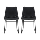 Artiss 2x Dining Chairs Retro PU Leather Kitchen Lounge Cafe Accent Chair Black