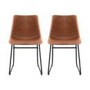 Artiss 2x Dining Chairs Retro PU Leather Kitchen Lounge Cafe Accent Chair Brown