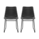 Artiss 2x Dining Chairs Retro PU Leather Kitchen Lounge Cafe Accent Chair Grey