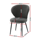 Artiss 2x Dining Chairs Sherpa Boucle Wing Back Grey