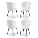 Artiss 4x Dining Chairs Sherpa Boucle Wing Back White