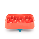 4-in-1 Slow Feeder Dog Bowl - Warm Ocean Red Bowl with Teal Lickmat