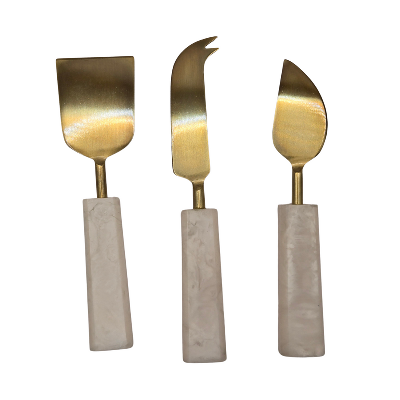Benny 3-Piece Cheese Knife Set - White Resin & Stainless Steel