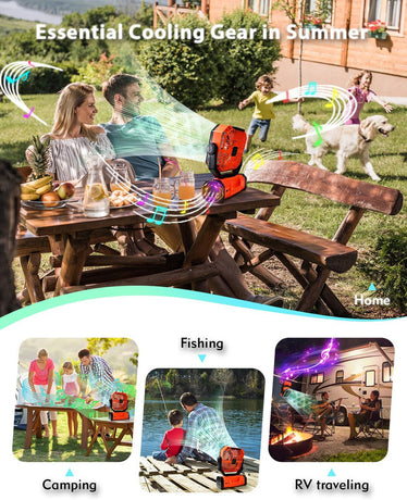 20000mAh Portable Camping Fan, Rechargeable Battery Operated Oscillating Camp Tent Fan W/Remote control, 4 Speeds, LED lights & 360° Rotation Hook for Outdoor RV Travel Orange