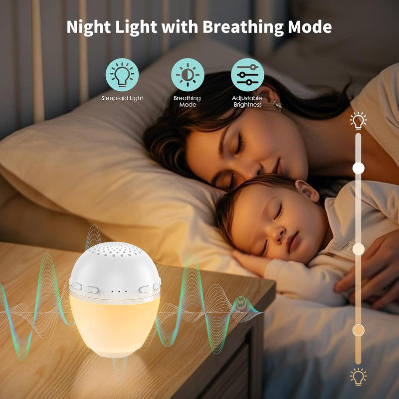 3 in 1 Smart Sound Machine, White Noise Machine with Noise Detection, Night Light, Bluetooth Speaker, Rechargeable Battery, 26 Soothing Sounds and Portable Design for Kids & Adults