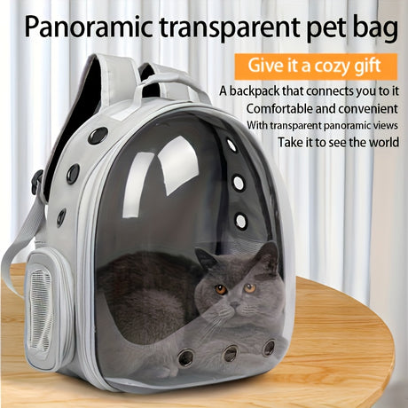 (BLUE)Replacement Transparent Pet Backpack with Zipper Closure - Heavy-Duty Structure, Ventilated and Padded Lining - Portable Travel Carrier for Cats, Small Dogs, Airplanes, Trains, Cars - Safe and Comfortable Carrier Backpack for Busy Pet Owners - Ideal