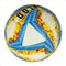 A yellow, blue and red football with color matching size5, PU fitting material, Christmas Boxing Day gift, including pump+air needle+net bag set,soccer