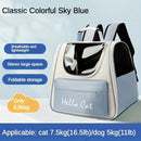 Hello Cat Nylon Pet Backpack, Large Capacity Foldable Travel Carrier with Zipper Closure, Easy Access for Cats and Small Dogs, Pet Travel Bag with Handle for Puppies and Kittens(BLUE)