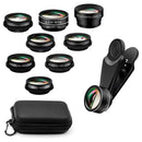 15-in-1 kit with multiple special effects functions, compatible with iPhone and Android smartphones. Includes: 198 fisheye, 0.63x wide angle, 15x macro, 2x telephoto, CPL polarizer, kaleidoscope lens, star filter, mist filter, radial filter
