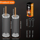 2-Pack Stainless Steel Rotating Grill Baskets with Removable Wooden Handle – Durable 304 Mesh for Veggies, Prawns & More – Perfect for BBQ, Camping & Outdoor Cooking, Great Gift for Dad or Husband