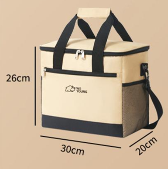 Beige Insulated Picnic Cooler Bag: Portable Waterproof Ice Bag for Outdoor Camping, Picnics & Home Use（17L）