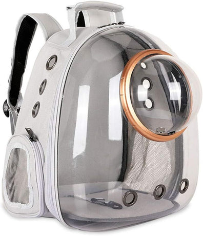 Pet Space Capsule Backpack, Small Medium Cat Puppy Dog Carrier, Transparent Breathable Heat Proof, Pet Carrier for Travel Hiking Walking Camping, Grey