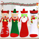 4 Pairs Christmas Socks, Crazy Holiday Hand Holding Socks Funny Christmas Stocking Stuffers