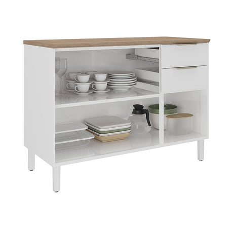 Base Kitchen Steel Cabinet/Cupboard with 3 Doors + 2 Drawers - Renova White Flat Pack DIY