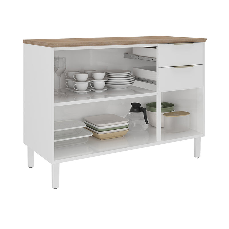 Base Kitchen Steel Cabinet/Cupboard with 3 Doors + 2 Drawers - Renova White Flat Pack DIY