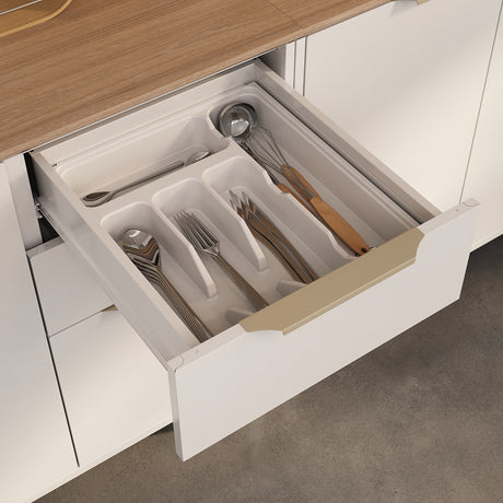 Base Kitchen Steel Cabinet/Cupboard with 3 Doors + 2 Drawers - Renova White Flat Pack DIY