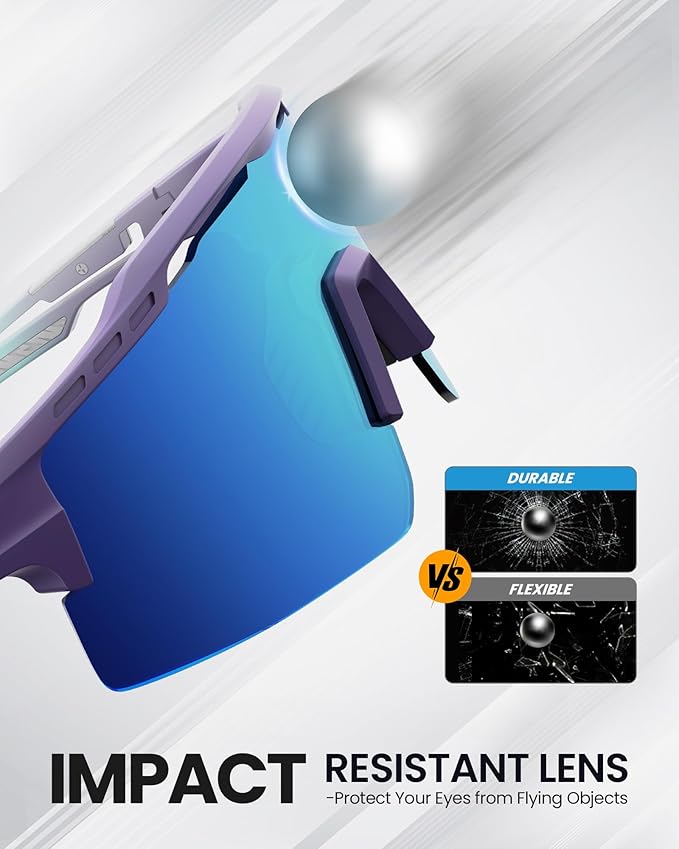 OutdoorMaster Hawk II Polarized Sports Sunglasses for Men Women, TAC 100% UV400 Protection TR90 Frame Cycling Sunglasses, Baseball Running Fishing Golf Glasses-Blue Frame+revo Blue Cat.3,Adult