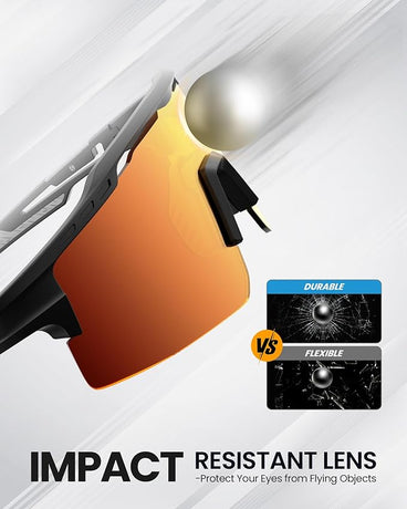 OutdoorMaster Hawk II Polarized Sports Sunglasses for Men Women, TAC 100% UV400 Protection TR90 Frame Cycling Sunglasses, Baseball Running Fishing Golf Glasses-Black Frame+revo Blue Cat.3,Adult