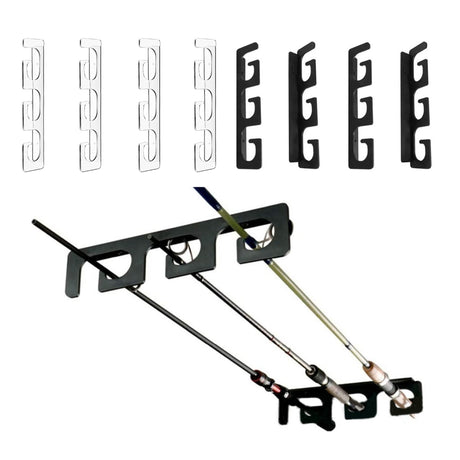 Fishing Rod Holders for Wall and Ceiling, Set of 6, 0.46 Size, Black, Garage Storage