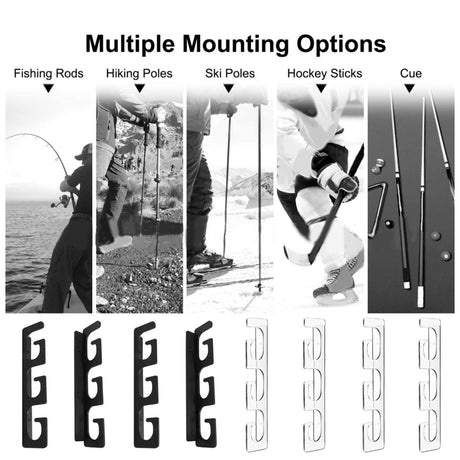 Fishing Rod Holders for Wall and Ceiling, Set of 6, 0.46 Size, Black, Garage Storage