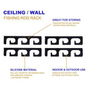 Fishing Rod Holders for Wall and Ceiling, Set of 6, 0.46 Size, Black, Garage Storage