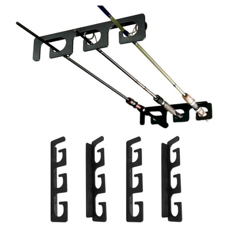Fishing Rod Holders for Wall and Ceiling, Set of 6, 0.46 Size, Black, Garage Storage