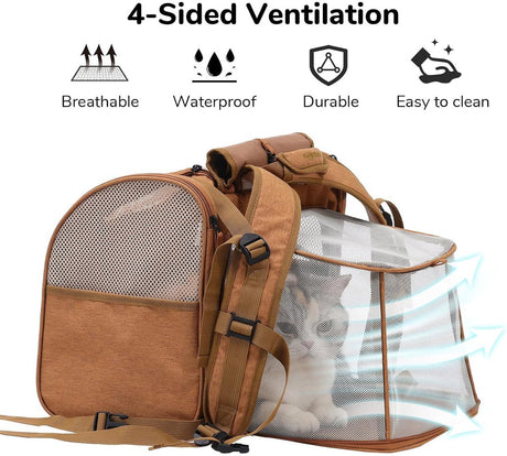 Travel Basket for Cats and Dogs - Carrier for Cats and Dogs - Travel Bag for Cats and Dogs - Dog Carrier - Cat Carrier - up to 10 lbs - brown