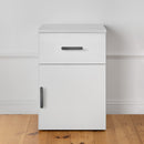 PORTO BEDSIDE TABLE - WHITE - SLIM - OVAL BLACK