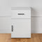 PORTO BEDSIDE TABLE - WHITE - SLIM - OVAL BLACK