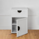 PORTO BEDSIDE TABLE - WHITE - HAMPTONS - HALF MOON BLACK